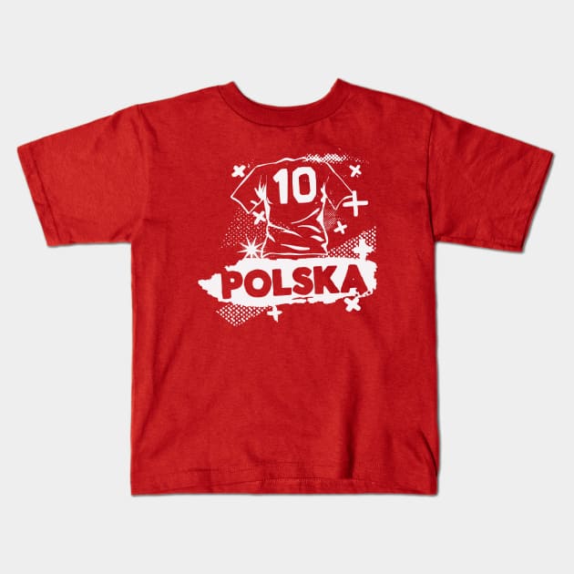 Vintage Polish Football // Retro Grunge Poland Soccer Kids T-Shirt by SLAG_Creative